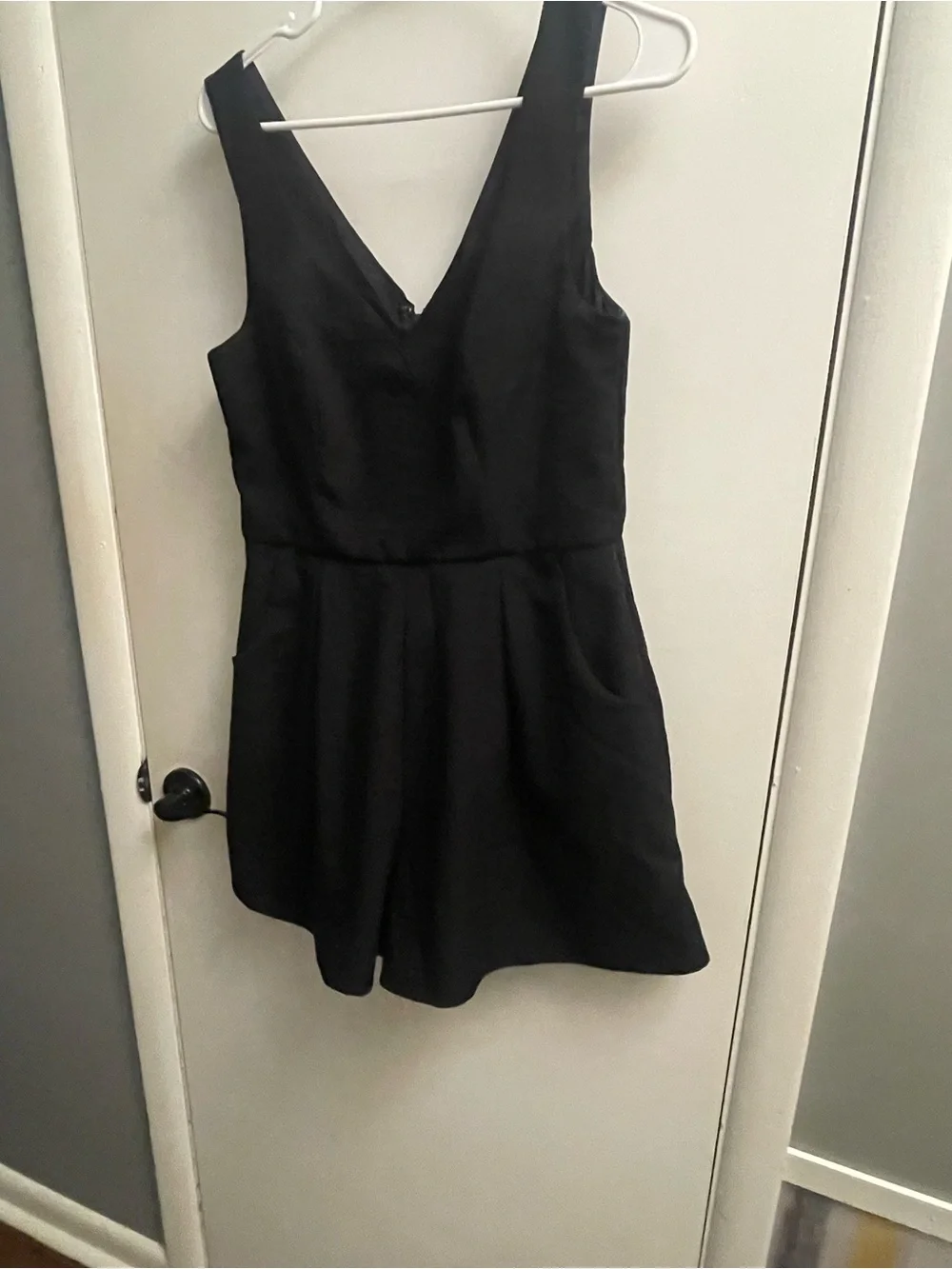 Black V-Neck One-Piece Romper